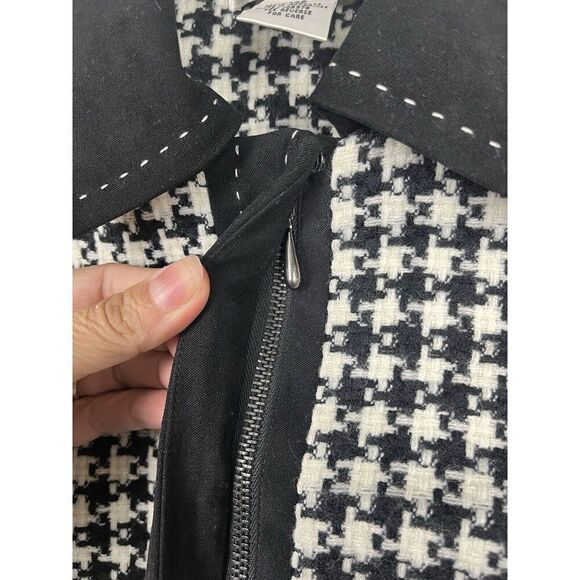 Draper's & Damon's Houndstooth Zip Collard Lined Jacket Blazer Women’s Size 12P - Picture 5 of 8
